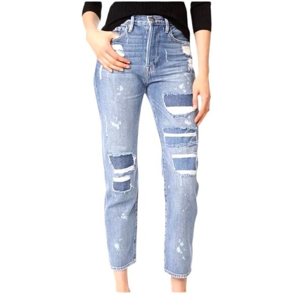 Frame Le Original Farris High Rise Button Fly Paint Splatter Distressed Jeans 24 - Picture 1 of 12